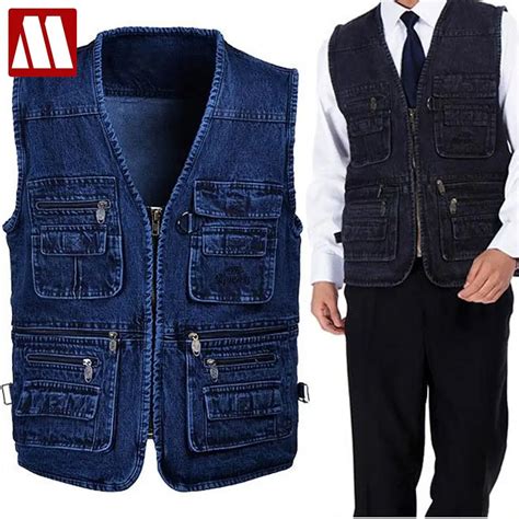 shipping   sale mens autunm casual cotton denim vest coat  men jacket multi