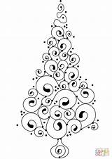 Christmas Tree Coloring Pages Drawing Printable Realistic Print Adults Paper Crafts Template sketch template