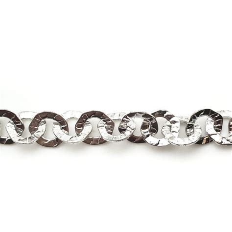 hammered washer chain  foot silver plate