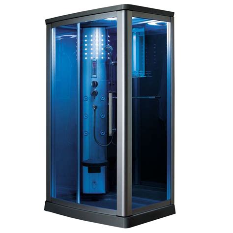 ariel 45 5 in x 34 5 in x 85 in steam shower enclosure kit in blue ws 802l the home depot