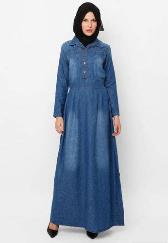 gamis jeans zaloracoid abaya fashion denim dress hijab fashion