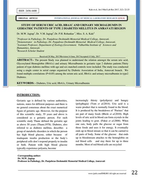 Kale Et Al Int J Med Lab Res 2017 2 2 22 25 By International