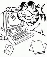 Coloring Pages Computer Garfield Printable sketch template