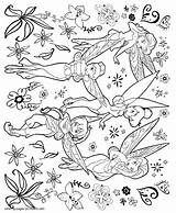 Coloring Pages Fairies Flower Girls Printable Fairy Disney sketch template