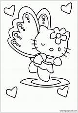 Kitty Hello Coloring Pages Angel Color Girlie Kids Cartoons Straight Line Colors Team Colouring Characters Printable Bookmark Template Book Hallo sketch template