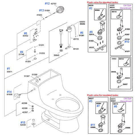 kohler san raphael series toilet repair parts