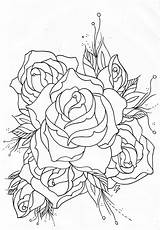 Outline Rose School Old Tattoo Tattoos Outlines Roses Drawing Coloring Drawings Pages Sample Flower Floral Real Traditional Heart Ink Wizard sketch template