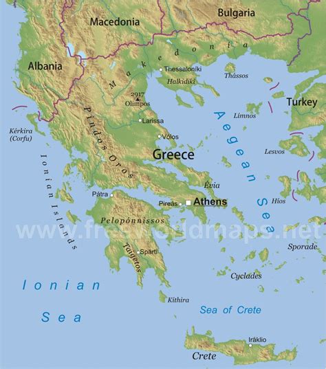 greece physical map