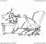 Dozing Outlined Exhausted Desk Illustration Man His Royalty Clipart Toonaday Vector Background sketch template