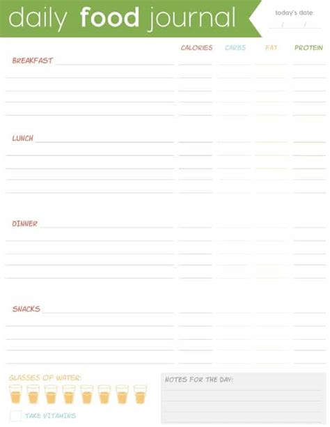 printable food journal