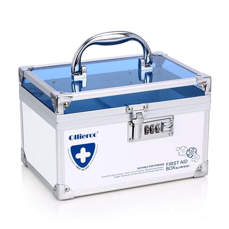 lockable medicine storage  aid medical box  removable tray