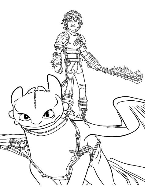 hiccup  toothless    train  dragon coloring page