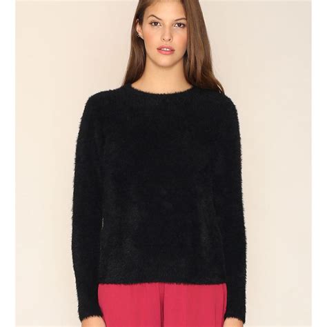 trui fluffy zwart trui trui met lange mouwen mode stijl