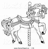 Horse Round Merry Go Clipart Color Coloring Clip Carousel Pole Clipground Equine Facing Spiral Royalty Right sketch template