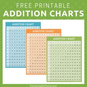 printable addition charts    printables math  kids