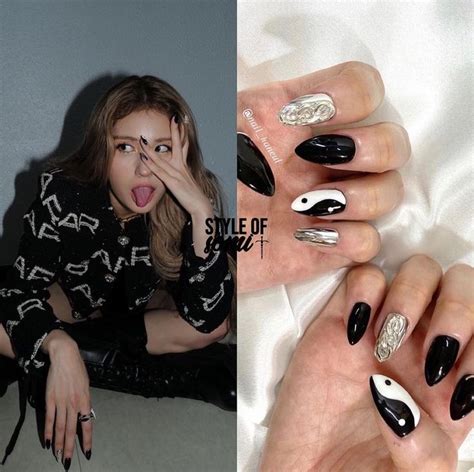 black  white nail art  jeon somi