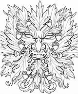 Coloring Pages Wiccan Tattoo Printable Man Green Adults Designs Adult Escher Floral Pagan Wicca Greenman Mc Drawings Color Book Dover sketch template