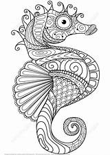 Coloring Mandala Seahorse Zentangle Pages Coloringpagesfortoddlers sketch template