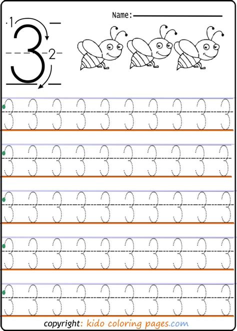number tracing worksheets   kindergarten kids coloring pages