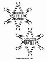Sheriff Coloring Deputy Western Pages Star Badge Cowboy Country Wild West Color Theme Party Printable Cowboys Book Badges Callie Birthday sketch template