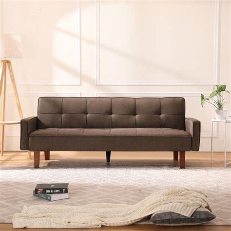 futon sofa bed modern fabric sofa sleeper bed  armrest convertible futon couches  sofas