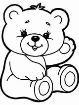 Bear Teddy Coloring Girl Pages Cute sketch template