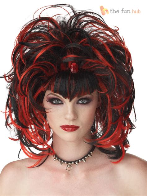 ladies evil gothic witch vampire wig adult womens halloween fancy dress