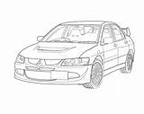 Evo Mitsubishi Drawing Coloring Pages Line Template Sketch sketch template
