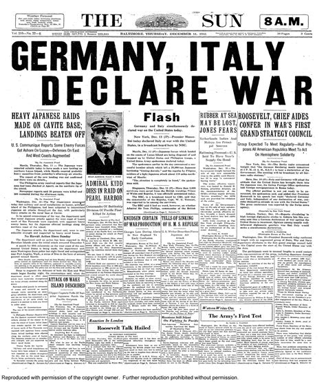 Retro Baltimore Germany Italy Declare War On United