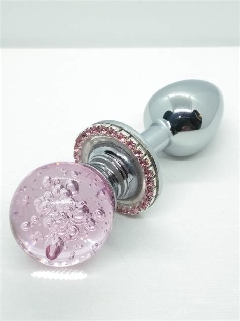 pink bubble round glass butt plug mature bbw sex toy ddlg etsy