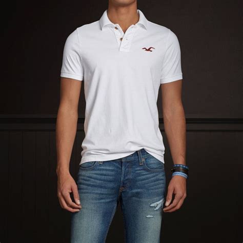 hollister by abercrombie and fitch new short sleeve mens white polo rugby large hollister polo