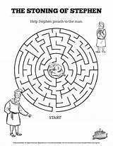 Sunday School Stephen Stoning Bible Acts Kids Mazes Maze Activities Worksheets Craft Lesson Activity Class Children Games Find Crafts Way sketch template