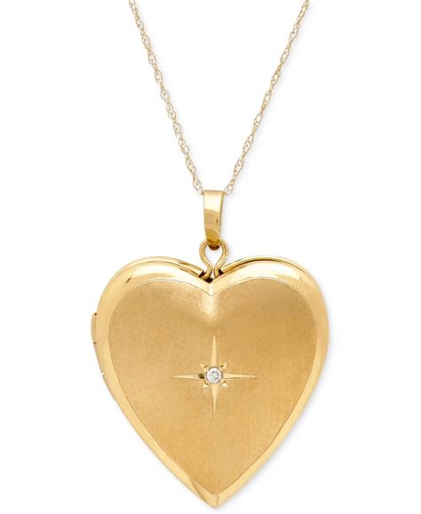 diamond accent heart locket pendant necklace   gold yellow gold heart locket heart