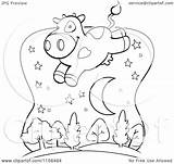 Moon Cow Over Cartoon Crescent Coloring Clipart Leaping Vector Trees Jumped Cory Thoman Outlined Template Pages 2021 sketch template