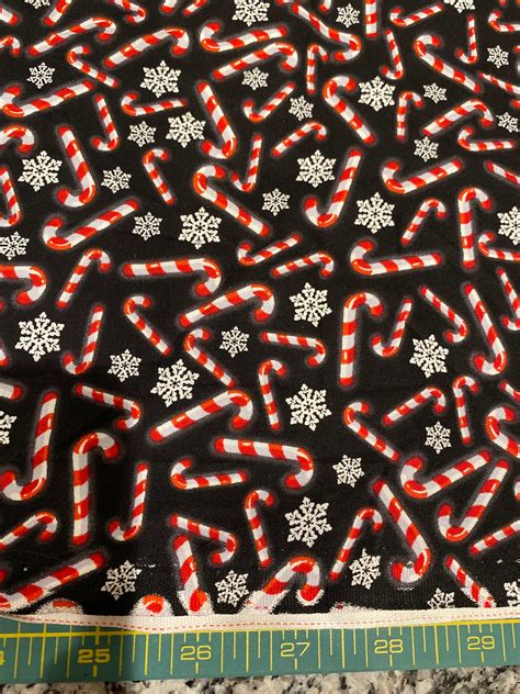 Candy Canes Cotton Fabric 1 2 Yards Etsy