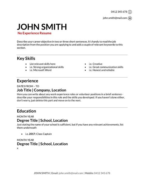 resume templates  experience  professional templates job