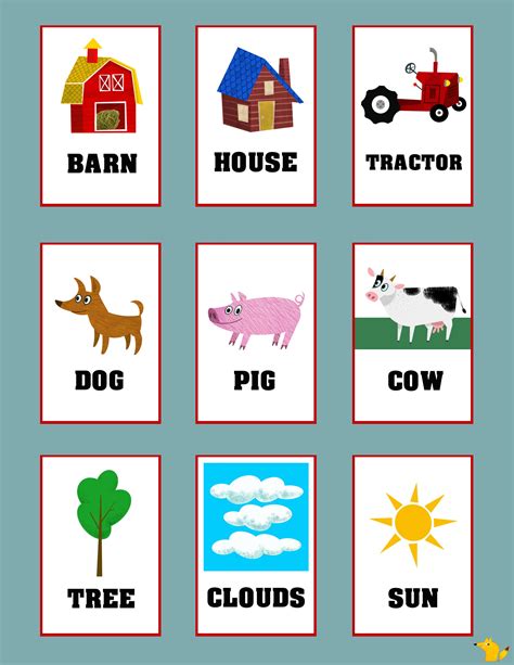 flashcards  toddlers  teach simple words flashcards kids farm