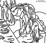 Woman Brushing Hair Degas Her sketch template