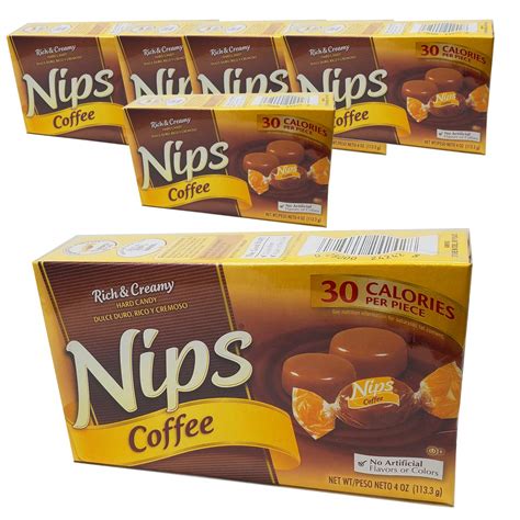 Nips Hard Candy Coffee 4oz 6 Pack 30 Calories Per Pc