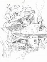 Mushroom Tree Paintingvalley sketch template
