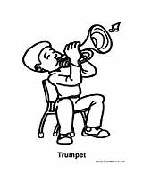Trumpet Playing Coloring Band Music Colormegood sketch template