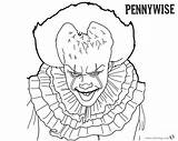 Pennywise Coloring Pages Clown Scary Printable Template Stephen Horror Visit Movie Characters sketch template