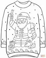 Christmas Coloring Sweater Santa Pages Printable Sweaters sketch template
