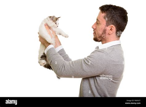 male model holding cat cut out stock images and pictures alamy