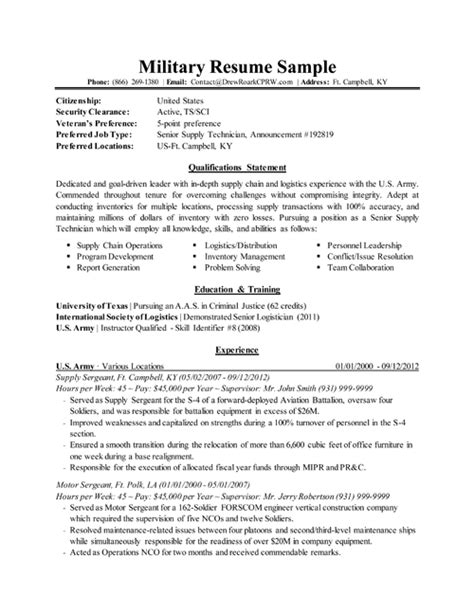 military resume resume pinterest sample resume military