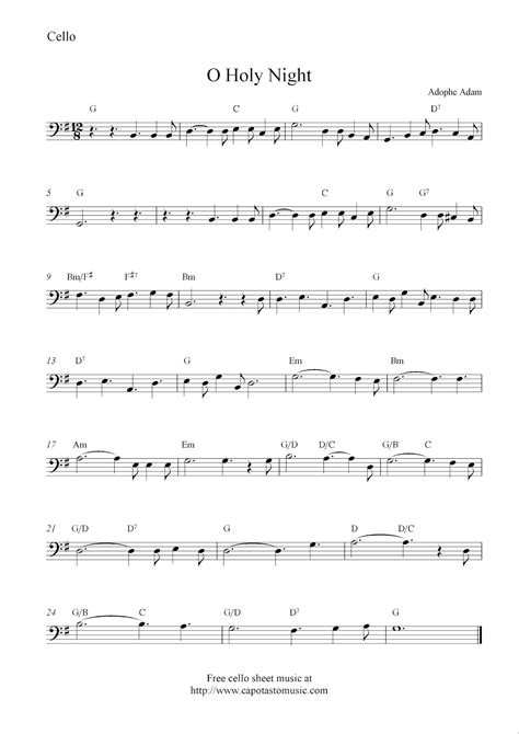 easy sheet   beginners  holy night  christmas cello sheet  notes