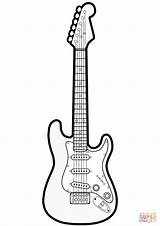 Guitarra Colorir Gitarre Desenhos Electrica Dibujo Guitarras Guitare Ausdrucken Coloriage Imprimer Template Eletric Instruments Supercoloring sketch template