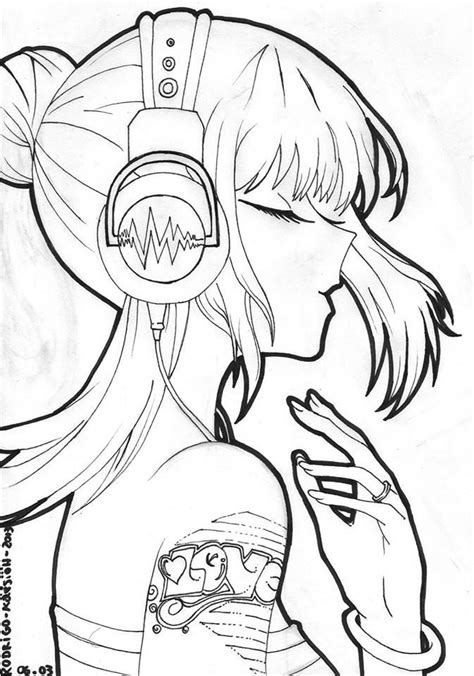 rodrigo kaeesioeh animes  desenhein girl  headphones art