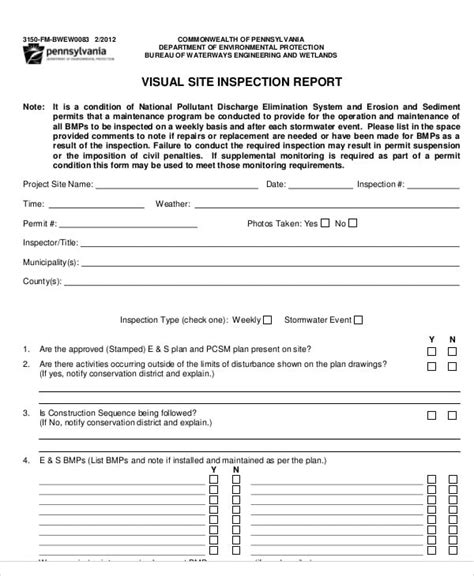 sample inspection report templates docs word pages