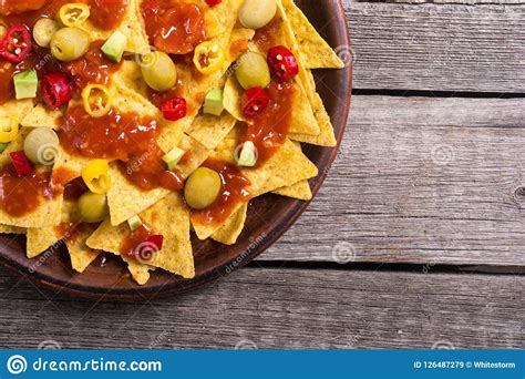 nachos  sauce salsa stock image image  background